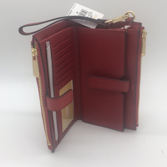 Michael Kors Peyton LG Double Zip Wristlet scarlet - Picture 6 of 8
